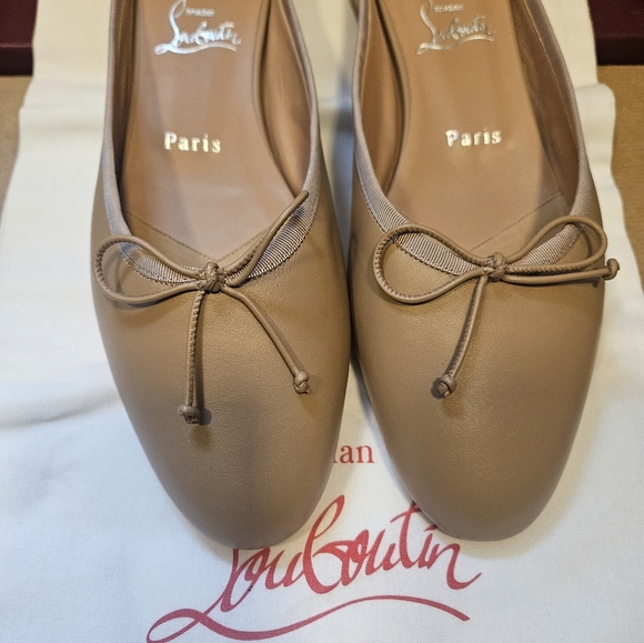 NIB NEW Christian Louboutin Women Black Leather Sweetie Jane Flats Mules - Picture 2 of 9